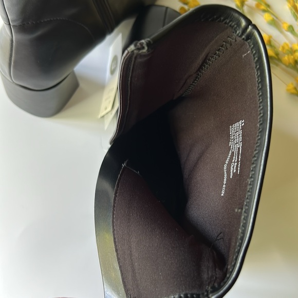 A New Day Target Pippa Stretch Ankle Chunky Block Heel Boots Faux Leather Black - Picture 9 of 11